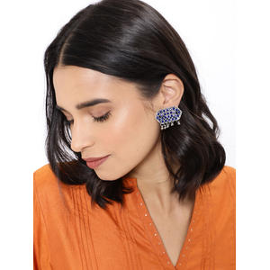 Blue Geometric Stud Earrings