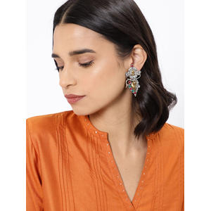 Multicoloured Oxidized Contemporary Drop Earrings