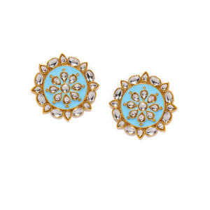 Blue and Gold-Toned Circular Studs