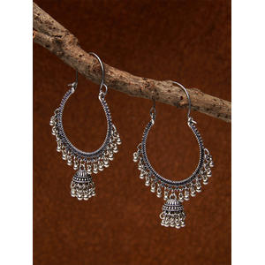 Ethnic Indian Traditional Silver Drop Earrings For Women