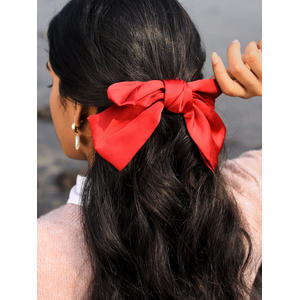 Toniq Bianca Maroon Satin Barette Bow Hair Clip For Women