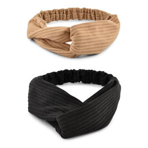 Toniq Black and Beige Solid Twisted Head Wrap For Women