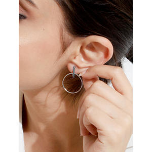 Toniq Silver Circle Drop Earrings For Women