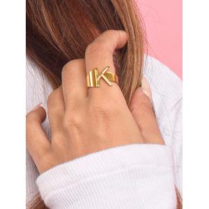 ToniQ Gold K Initial Ring For Women