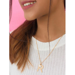 Gold-Toned R-Shaped Pendant With Chain