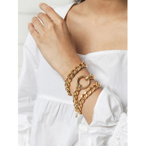 Toniq Set Of 3 Linked Charm Chunky Bracelet Stacks Set For Women 