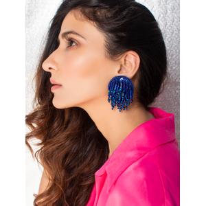Fida Blue Beaded Boho Earrings For Women