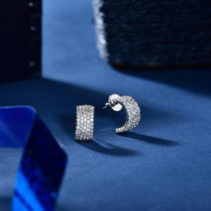 Amavi AD Sparkling Silver Stud Earrings For Women