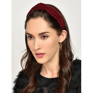 Toniq Stylish Pleated  Maroon Top Knot Hair Band For Women