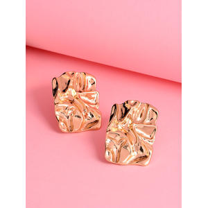 Toniq Gold Plated Textured Stud Earrings