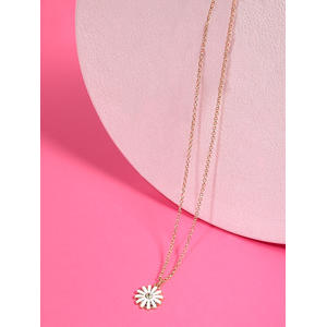 Toniq Gold Plated Daisy Flower Pendant Charm Necklace