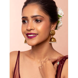  Gold Wedding Ethnic Traditional Pearl Jhumka/ Jhumki Earrings For Women