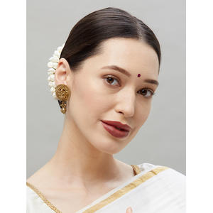Ethnic Indian Traditional Gold Lakshmi Temple Stud Earrings For Women