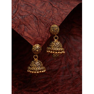 Ethnic South Indian Traditional Gold Jhumka Earring For Women