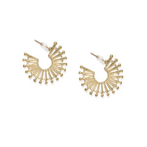 Gold-Toned Geometric Half Hoop Earrings