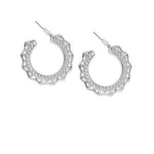 Silver-Toned Circular Half Hoop Earrings
