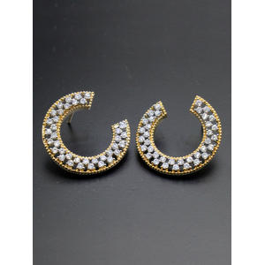 Gold -Plated Cz Contemporary Stud Earring For Women