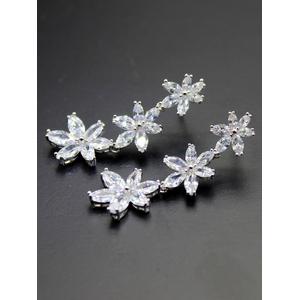 Silver -Plated Cz Contemporary Drop Earring For Women