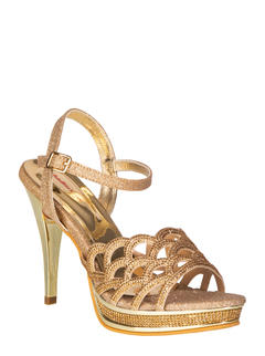 Khadim Gold Casual Heel Sandal for Women