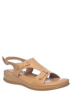 Softouch Beige Leather Flat Sandal for Women