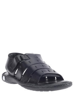 British Walkers Black Leather Casual Sandal for Men