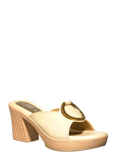 Cleo White Casual Mule Heels for Women