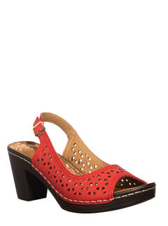 Sharon Red Peep-Toe Casual Heel Sandal for Women
