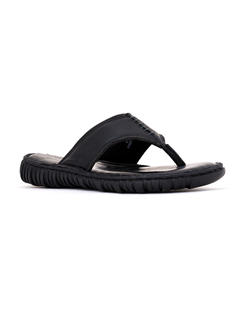 Softouch Black Casual Slip-On Sandal for Men 