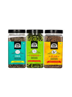 Roasted & Salted Chia Seeds 200gm + Flax Seeds 200gm + Pumpkin Seeds 200gm