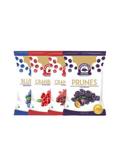 Dried Blueberries 150gm + Dried Sliced Cranberries 200gm + Dried Whole Cranberries 200gm + Dried Prunes 200gm