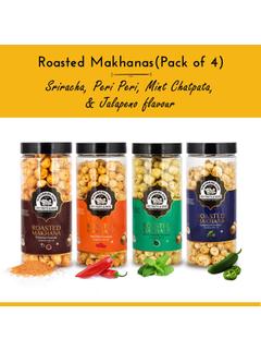 Roasted Makhana Sriracha, Peri Peri, Mint Chatpata & Jalepeno Foxnuts 400g (Pack of 4) (100g Each)
