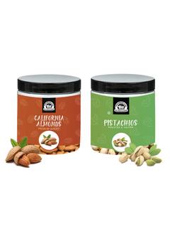 400g Dry Fruits Combo Pack of Premium Food Grade Reusable Jars (Almond 200g with Pistachio 200g)