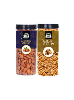 Wonderland Foods Almond 500g & Walnut kernel 350g Dry Fruits Combo - 850g (Jar)