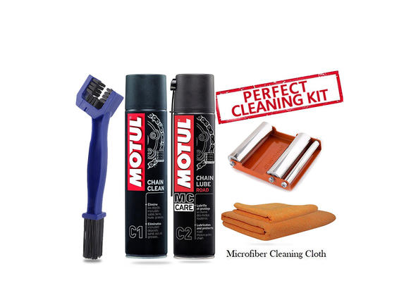 GRoller medium with Chain Clean Brush, Motul C1 C2 400 ml and Microfiber Cloth