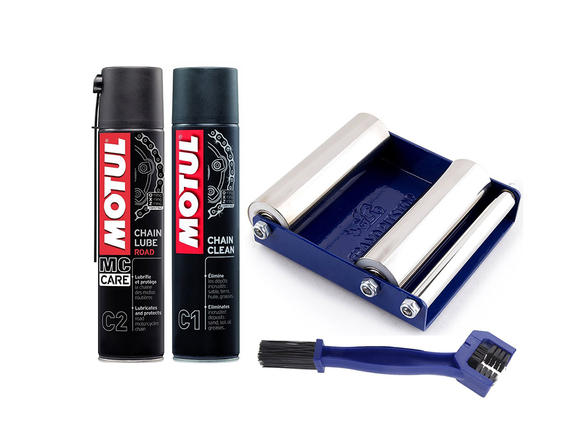 GRoller Small with Chain Clean Brush and Motul C1 C2 400 ml
