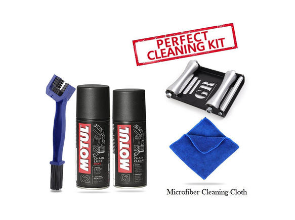 GRoller Large with Chain Clean Brush, Motul C1 C2 150 ml and Microfiber Cloth