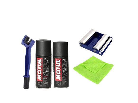 GRoller with Chain Clean Brush, Motul C1 C2 and Microfiber Cloth