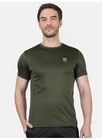 Rockit Forest Green Round Neck Regular Fit T-Shirt