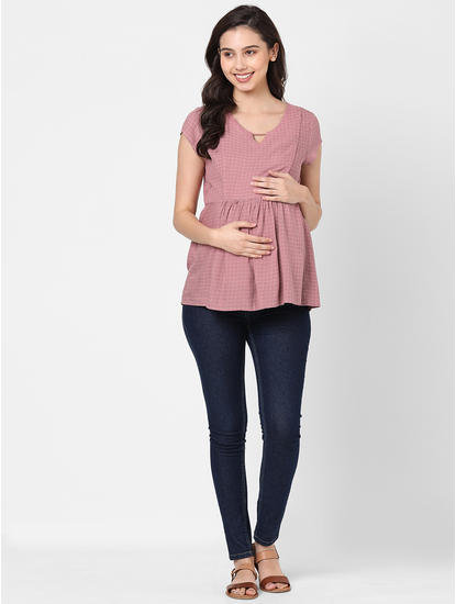 Checkered Pink Longue Wear Top