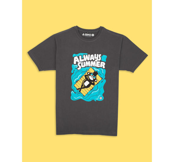 Bira 91 Always Summer Floating Monkey Illustration T-Shirt - Charcoal Grey