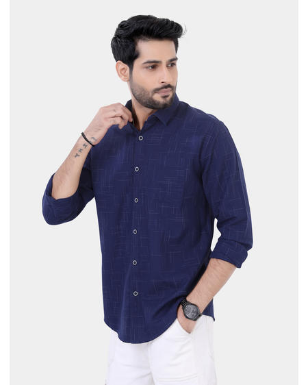 Navy Blue Patterned Shirt