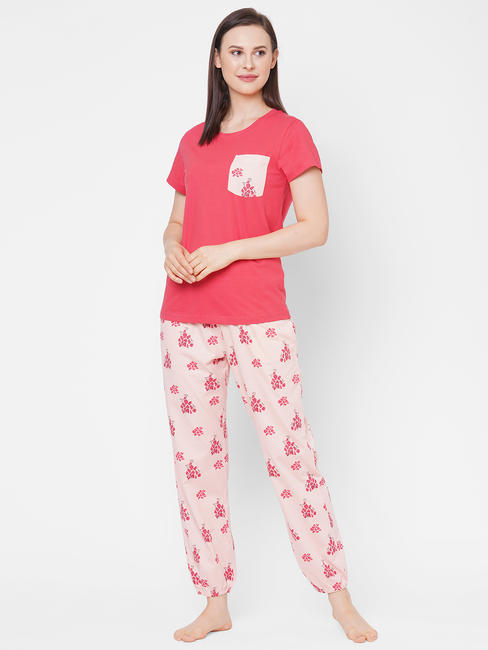 Cute Peach Cotton Pyjama Set