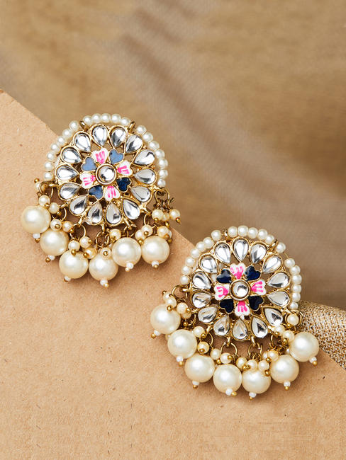 beautiful Wedding Ethinic Indian Traditional Claasic Pearl Embellished Drop Earrings For Women