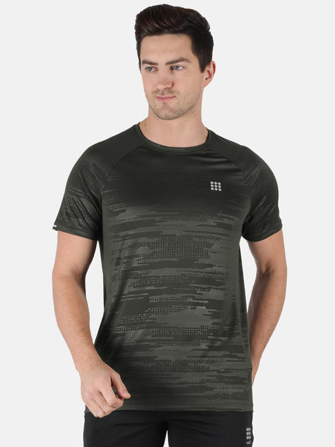 Rock.it Olive Round Neck Smart Fit Half Sleeve T-shirt