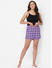 Purple Checked Cotton Lounge Shorts