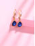 Toniq Gold & Navy Blue Birthstone Teardrop Earrings For Women
