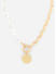 Toniq Gold Baroque Pearl Linked Charm Party Chunky Necklace 