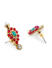 Ethnic Traditional Gold,Fuchsia and Green Stone Studded Temple Jewellery Set For Women(1 Necklace+1 Pair Earrings)