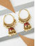 Ethnic Traditional Gold Plated Red Enamel Pearl embellished Hoop Jhumki Earrings For Women