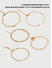 Toniq Gold Plated Linked & Stone Multi Charm Chunky Set Of 5 Party Bracelet Stacks Set